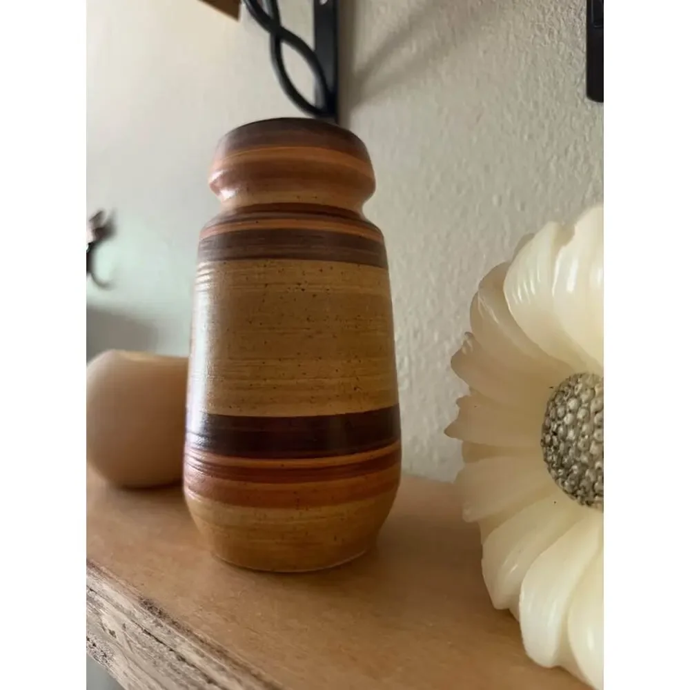 Vintage Lapid Israel Stoneware Vase – Mid-Century Modern Pottery – 7” Tall